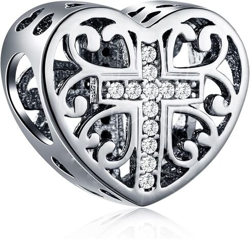 925 Sterling Silver Christian Theme Charms, Sparkling Religious Cross, Yin Yang Balance Charms, Keep Faith Beads, Bible Pendant, Gifts for Christmas/Mothers Day, fits European Bracelet or Necklace in Kuwait