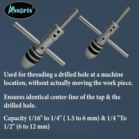 New Pilot Tap Wrench Spindle -Tap,Thread, Drill Press, Lathe (1/4" to 1/2" 1/4 "to 1/2" (6 to 12 mm)) in Saudi Arabia