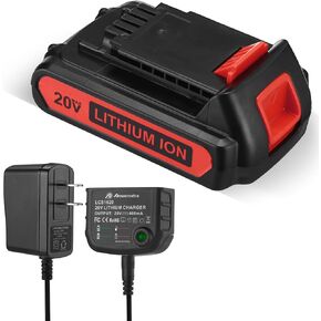 استبدال LBXR20 20V 3.0Ah لبطارية ليثيوم بلاك اند ديكر 20 فولت LB20 LBX20 LBXR20-OPE LBXR2020-OPE LB2X4020-OPE LBXR20B-2 LST220 LST300، مع شاحن بطارية متعدد المخرجات 16 فولت/20 فولت in Kuwait