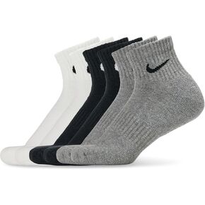 جوارب Nike Everyday Cushion للتدريب على الكاحل (6 أزواج)، جوارب الكاحل للرجال والنساء مع تقنية التخلص من العرق، لون الكربون المنقط/أسود، مقاس كبير in Saudi Arabia