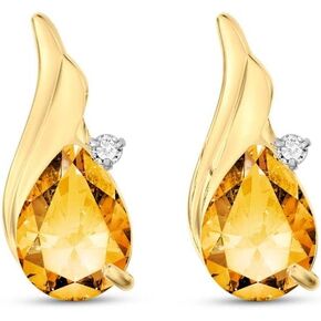 Galaxy Gold GG 3.26 قيراط أقراط من الذهب الخالص عيار 14 قيراط والماس سيترين in Kuwait