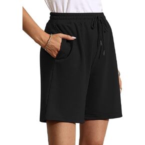 Quenteen Women Lightweight Bermuda Shorts Casaul Summer Knee Length Active Shorts Pockets Large Dark Green in Kuwait