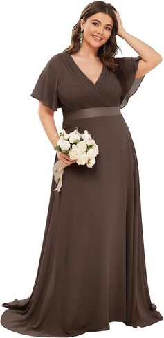 Ever-Pretty Women's Double V-Neck Formal Dresses Plus Size Bridesmaid Dress 09890-PZ in Kuwait