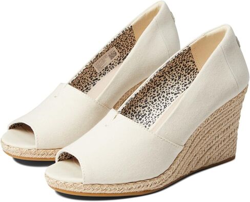 TOMS Womens Michelle Espadrille Peep Toe Pumps Dress Casual Casual High Heel 3" & Up - White in Saudi Arabia