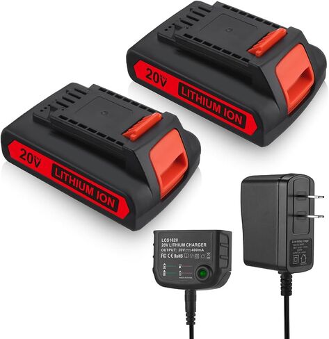 استبدال LBXR20 20V 3.0Ah لبطارية ليثيوم بلاك اند ديكر 20 فولت LB20 LBX20 LBXR20-OPE LBXR2020-OPE LB2X4020-OPE LBXR20B-2 LST220 LST300، مع شاحن بطارية متعدد المخرجات 16 فولت/20 فولت in Kuwait