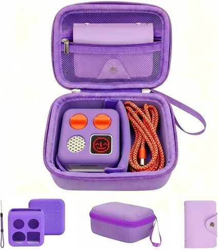 Travel Storage Case and Multicolor Silicone Cover Compatible with Yoto Mini Player - Kids Audio & Music Player, Player Cards and Charging Cables (White+Macarons) in Saudi Arabia