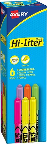 AVERY Hi-Liter Pen-Style Highlighters, Smear Safe Ink, Chisel Tip, 6 Assorted Color Highlighters (23565) in Saudi Arabia