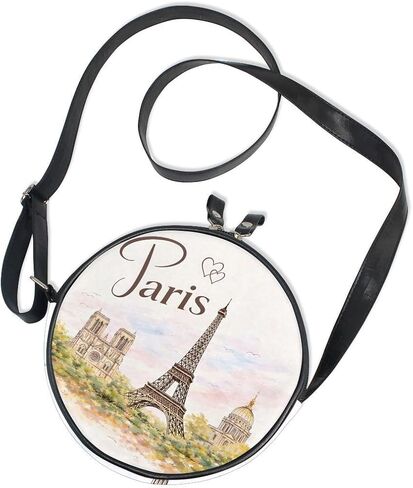 ALAZA Art Paris Eiffel Tower Painting Round Crossbody Bag Canvas Messenger Purse in Saudi Arabia