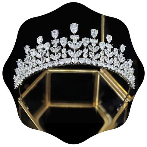 Aoligrace Luxury Cubic Zirconia Pearls Wedding Tiaras and Crowns for Women Fairy Bridal Headwear Birthday Party Hair Jewelry in Saudi Arabia