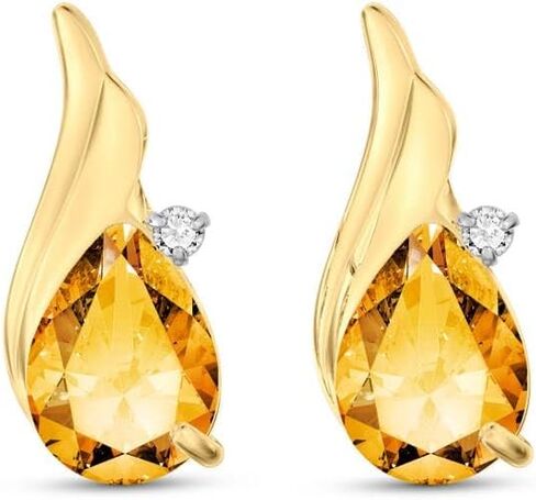 Galaxy Gold GG 3.26 قيراط أقراط من الذهب الخالص عيار 14 قيراط والماس سيترين in Kuwait