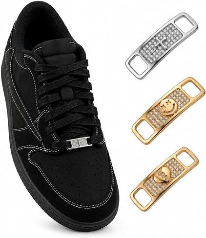 ICEDIAMOND Hip Hop Jewelry Charm Shoelace Buckle, 2Pcs Iced Out CZ Bling Diamond AF1 Stylish Shoes Accessory for Snkrs Shoes Lover in Saudi Arabia