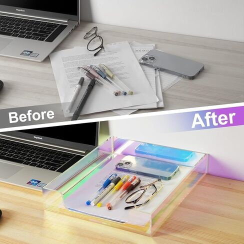 صينية رسائل أكريليك من NiOffice، منظم رسائل سميك 5 مم لتخزين ملفات ورق A4، صينية ملحقات، حامل مستندات سطح المكتب بطبقة واحدة مع وسادات مطاطية غير قابلة للانزلاق وقابلة للتكديس للاستخدام المكتبي والمنزلي in Saudi Arabia