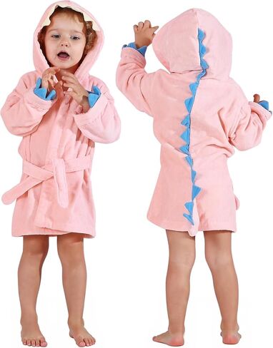 MICHLEY Girls Boys Robe Cotton Towel Baby Animal Dinosaur Style Hooded Bathrobe in Saudi Arabia