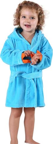 MICHLEY Girls Boys Robe Cotton Towel Baby Dinosaur Style Hooded Bathrobe | Animal toddler Sleep, No Fluorescent Agent, 0-8T, 100% Cotton, Machine Wash in Kuwait