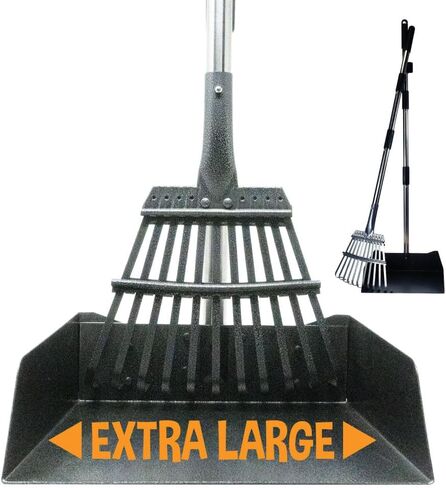 Bodhi Dog Pooper Scooper للكلاب الكبيرة - مغرفة أنبوب معدني ثقيل مع صينية ومقبض طويلة - مغرفة أنبوب الكلب للبناء والعشب والشارع والحصى والطرف الخارجية - أداة تنظيف النفايات للحيوانات الأليفة in Saudi Arabia