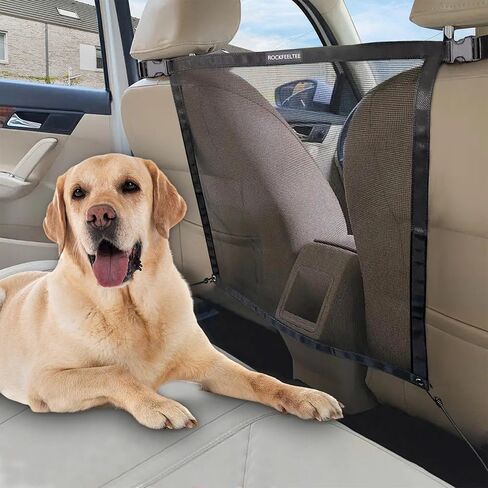 Universal Dog Car Net Barrier – Sturdy Mesh, Easy Install, Breathable Design, Easy to Clean, Flexible Bungee Cords for Adjustable Fit 23"×23" (Black) in Saudi Arabia