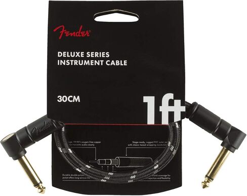 كابل أجهزة Fender Deluxe Series، زاوية/زاوية، تويد أسود، 1 قدم in Saudi Arabia