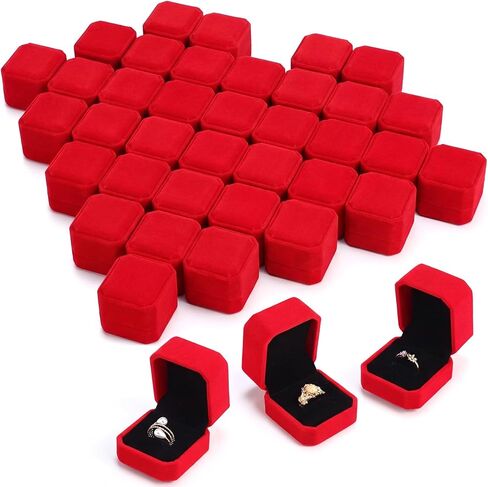 Thinkday 120 Pcs 2.13 x 2.01 x 1.54 Inch Velvet Ring Box Display Jewelry Case Storage Black Ring Case for Wedding Ceremony Engagement Birthday Gifts Proposal Anniversary in Kuwait