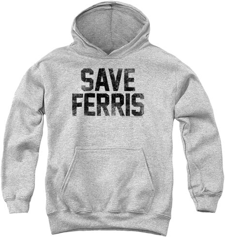 Popfunk Save Ferris Bueller's Day Off Movie Youth Kids Boys & Girls Hoodie & Stickers, Athletic Heather in Saudi Arabia