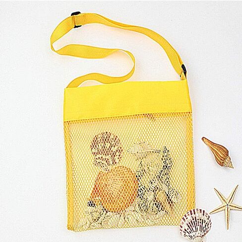 EMAXELER Colorful Mesh Beach Bags Breathable Sea Shell Bags Toy Bags with Adjustable Carrying Straps (5 PC Set) [Yellow, Rose Red, Purple, Green, Blue] in Saudi Arabia