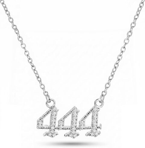 Angel Number Necklace for Women 18K Gold Plated Crystal Pendant Stainless Steel Silver Numerology Jewelry 111 222 333 444 555 666 777 888 999 Lucky Numbers Personalized Gift for Mother and Daughter in Saudi Arabia