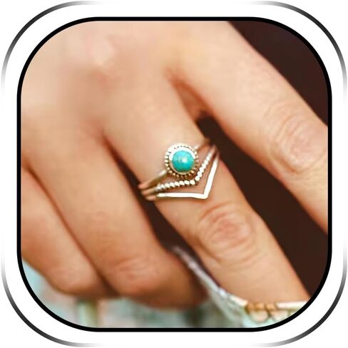 Turquoise Statement Rings for Women Western Turquoise Rings Silver Knuckle Thumb Ring Stackable Wedding Ring Turquoises Jewelry Dresses Accessories in Saudi Arabia