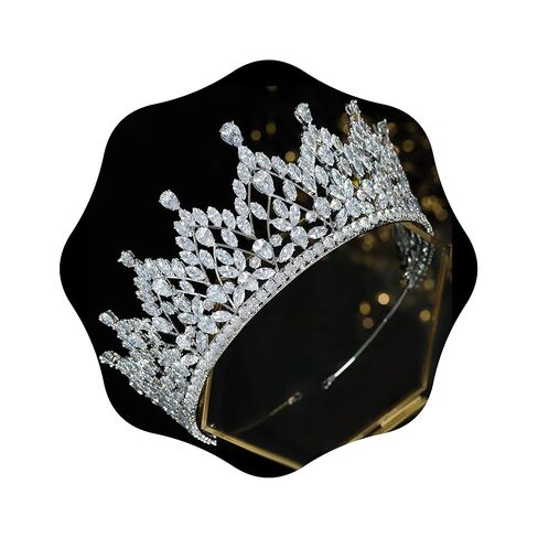 Aoligrace CZ Princess Pageant Crowns for Women Cubic Zirconia Wedding Tiaras for Bride Birthday Quinceanera Hair Accessories in Saudi Arabia