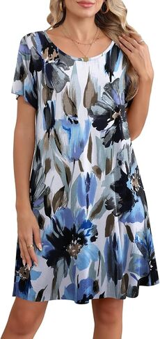 BELAROI Womens Plus Size Casual Dresses Summer Tshirt Dress Swing Short Sleeve Vacation Beach Coverup in Kuwait