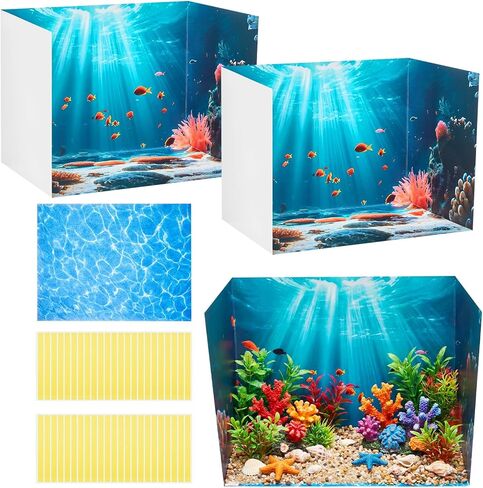 Ammostingspark 8 PCS Arctic Style Diorama Box و Decor Decore و Water Sticker ، مجموعة مستلزمات مشروع Ocean Habitat Diorama ، مجموعة علبة معروفة من الورق المقوى وملصق مائي مع أشرطة مزدوجة على الوجهين لألعاب DIY Crafts in Kuwait