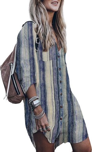 Women’s Swimsuit Cover up,Silky Button Down Shirt Midi Dress Kimono,Summer Bathing Suit Beach Coverups for Women (CP-Aline) in Kuwait