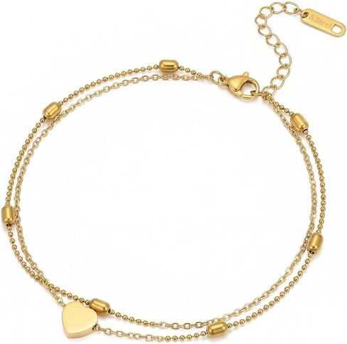 Mauzew Ankle Bracelets for Women 18K Gold Plated Dainty Layering Anklets for Girls Layered Coin Chain Anklet Bracelets Stainless Steel Waterproof Beach Summer Foot Jewelry Gifts in Saudi Arabia