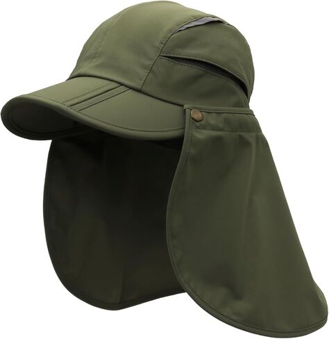 LLmoway Men Women Safari Fishing Sun Cap with Removable Neck Flap Quick Dry Hats in Saudi Arabia