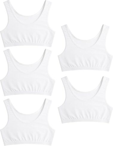 Donella Girls Training Bras - Soft Cotton Kids Sports Bra, 5 Pack Crop Tops, Age: 4-11 in Saudi Arabia