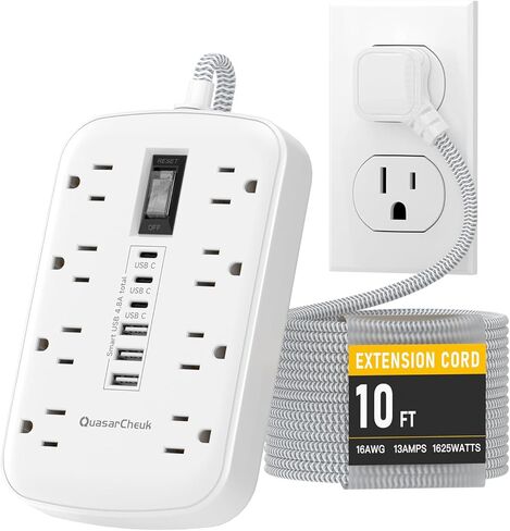 2 Prong Power Strip, 2 Prong to 3 Prong Outlet Adapter, 2 Prong Extension Cord with USB-C, 6 Outlets & 3 USB, 3 Prong Adapter 5ft, for Polarized Two Prong Outlet, Wall Mount, Non-Grounded, Old House in Kuwait