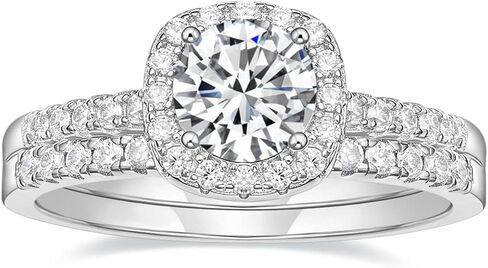 EAMTI 1.25CT 925 خواتم الزفاف الفضة الاسترليني مجموعات مكعب زركونيا هالو تشيكوسلوفاكيا خواتم الخطبة عصابات الزفاف للنساء وعد خواتم لحجمها 3-13 in Saudi Arabia