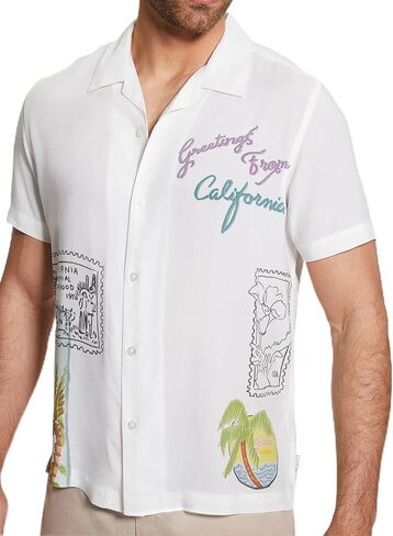 GUESS Men's Short Sleeve Eco Rayon Post Stamp Shirt in Saudi Arabia