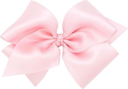 Wee Ones Girls' French Satin Hair Bow with a Knot Wrap Center, No-Slip Hair Clip, Handmade in Saudi Arabia