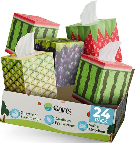 Gaias Premium 3 Ply Facial Tissues, Strong and Soft, 140 Sheets (1680 Sheets - 12 Boxes) Made From Recycled Paper, Zero Plastic Packaging, Eco-Friendly, Sustainable, Non-Lotion Nature Packaging in Saudi Arabia