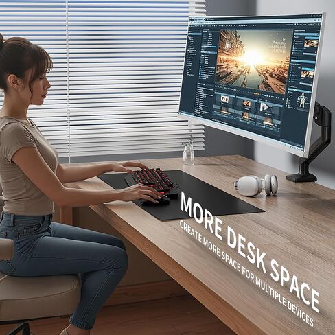 C-MOUNTS Single Monitor Desk Mount Full Motion Adjustable for 13" to 32" Monitor,Heavy Duty Gas Spring Monitor Arm Holds 4.4 to 19.8 lbs,Monitor Arm Single Set up Easily, Max VESA 100x100mm in Saudi Arabia