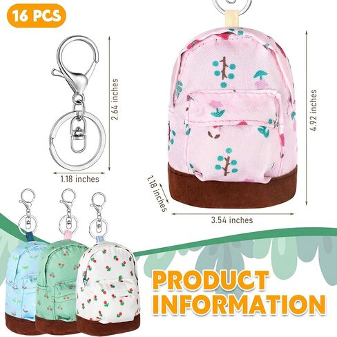 Equsion 16 Pcs Mini Backpack Key Chain 4 Color, Coin Bag, Coin Purse, Small Wallets, Suitable to Carry Small Items, Lipsticks, Tissues, Cards, Headphone, Coin, Good Choice for Gift in Saudi Arabia