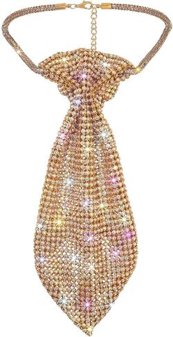 ELABEST Rhinestone Neck Tie Sparkling Tie Necklace Adjustable Diamond Tie for Women and Girls in Saudi Arabia