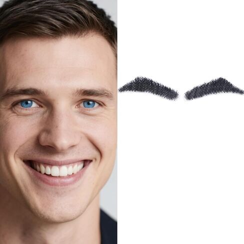 Fake Eyebrows, One Pair False Eyebrows Natural Invisible Realistic 100% Handmade Full Lace, Re-Usable False Eyebrow Extensions for Man and Women (A08) in Saudi Arabia