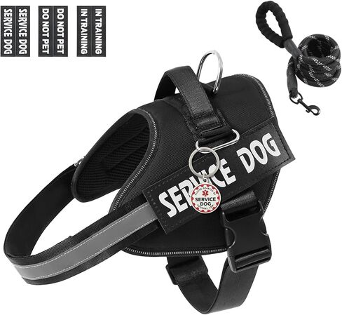 خدمة Voopet Dog Stest Harness+ علامة الهوية ومجموعة المقود+ 6 بقع ، لا تسخير الكلب العاكس القابل للتعديل للتدريب ، مناسبة للكلاب الصغيرة والكبيرة. in Saudi Arabia