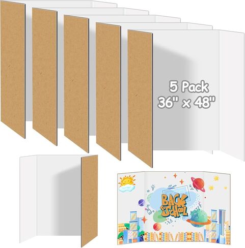 5 Pack Trifold Poster Board Bolk ، 36 "× 48" لوحة عرض تقديمي بيضاء ، ملصق كبير من الورق المقوى المموج لعرض الصور ، معرض العلوم ، مشروع المدرسة ، الحدث والمنافسة in Saudi Arabia