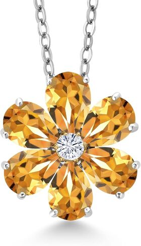 Gem Stone King 925 Sterling Silver and 10K Yellow Gold Purple Amethyst and White Moissanite Pear Shape Flower Pendant Necklace For Women (2.23 Cttw, Gemstone Birthstone, with 18 Inch Chain) in Saudi Arabia