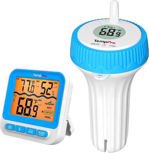 مقياس الحرارة اللاسلكي المضاد للماء Thermopro ، مقياس حرارة من البركة الرقمية ، عائم على حمام السباحة ، مراقبة درجة حرارة الماء IPX8 المطورة لحوض الاستحمام الساخن ، الغطس البارد ، حمام الجليد ، البركة in Saudi Arabia
