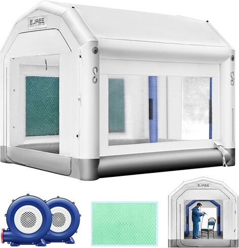 Silver Series 40x19x17ft Portable Fluatable Pray Booth مع المنفخ للشاحنات والسيارات والقوارب ومساحة عمل خالية من الغبار لوظائف الطلاء المخصصة in Saudi Arabia