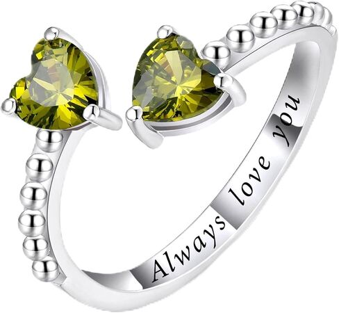 Lexlune Love Heart Rings For Teen Girl, Sterling S925 Silver, Mother Daughter Ring, Promise Ring For Girlfriend, Best Friend Ring,Gift For Teen Girl, Friendship Rings, Birthstone Ring, Always Love You in Saudi Arabia
