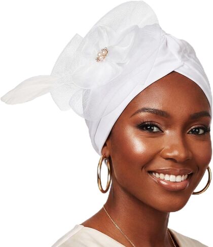 Bohend Flower Rhinestone Turbans Cap Pearl Knot Headwarp Beanie Pre Tied Head Cover Bonnet Pleated Headscarf Hat for Women in Saudi Arabia