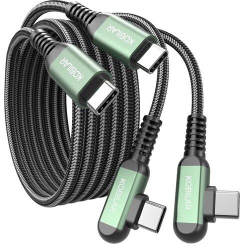 كابلات USB - كابل شحن USB C إلى C 90 درجة للشحن السريع، شاحن هاتف من النوع C - متوافق مع هواتف Android - كابل شحن موثوق ومتين من C إلى C (3pack-1.5+5+10ft) in Kuwait